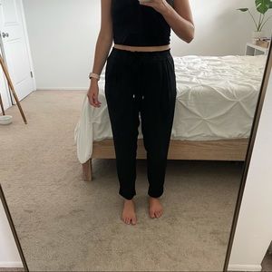 Adjustable waist slacks with drawstring